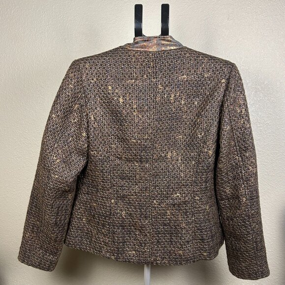 NEW CHICOS Women's Metallic Gold Brown Lined Zip Jacket Small - Picture 2 of 5
